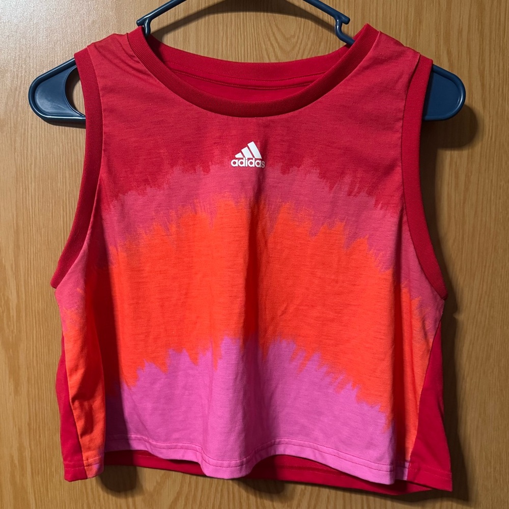 Adidas orange Red and Pink Tie-Dye cropped Tank Too